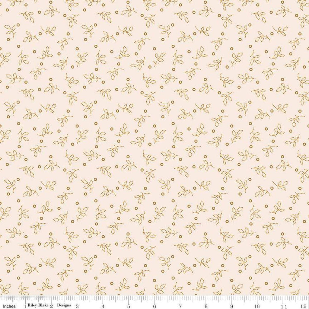 Image of the Gentler Times Pleasant Cider quilting cotton fabric by Riley Blake Designs. Features dots on a cream background. Cute Little Fabric Shop