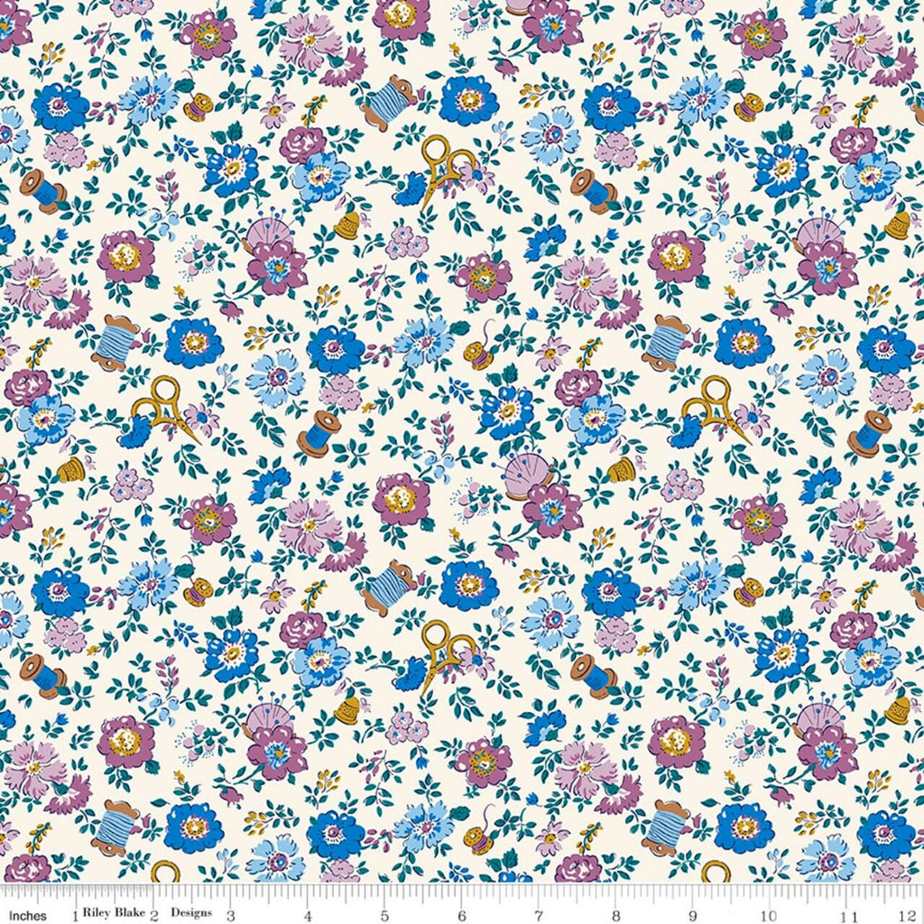 Tudor Celebration 01667443A Haberdashery Floral A - Riley Blake Designs - Floral Flowers - Liberty Fabrics - Quilting Cotton Fabric