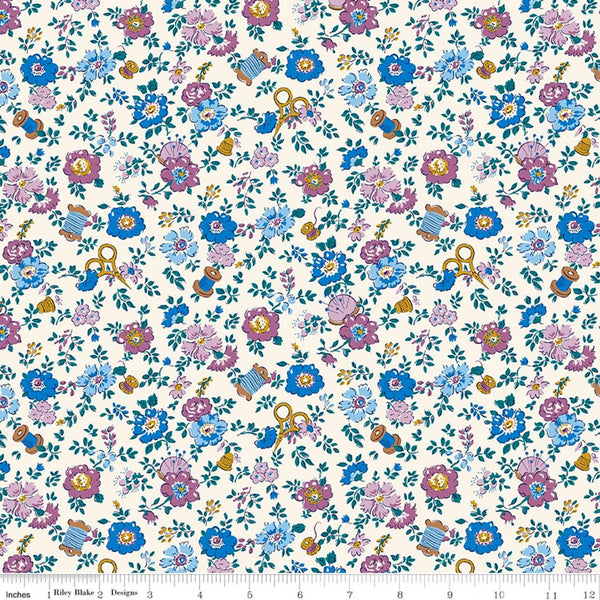 Tudor Celebration 01667443A Haberdashery Floral A - Riley Blake Designs - Floral Flowers - Liberty Fabrics - Quilting Cotton Fabric