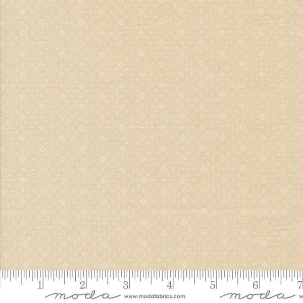 Image of the Agatha Road Diamonds Smoke quilting cotton fabric by Moda Fabrics. Features diamonds on a tan background. Cute Little Fabric Shop