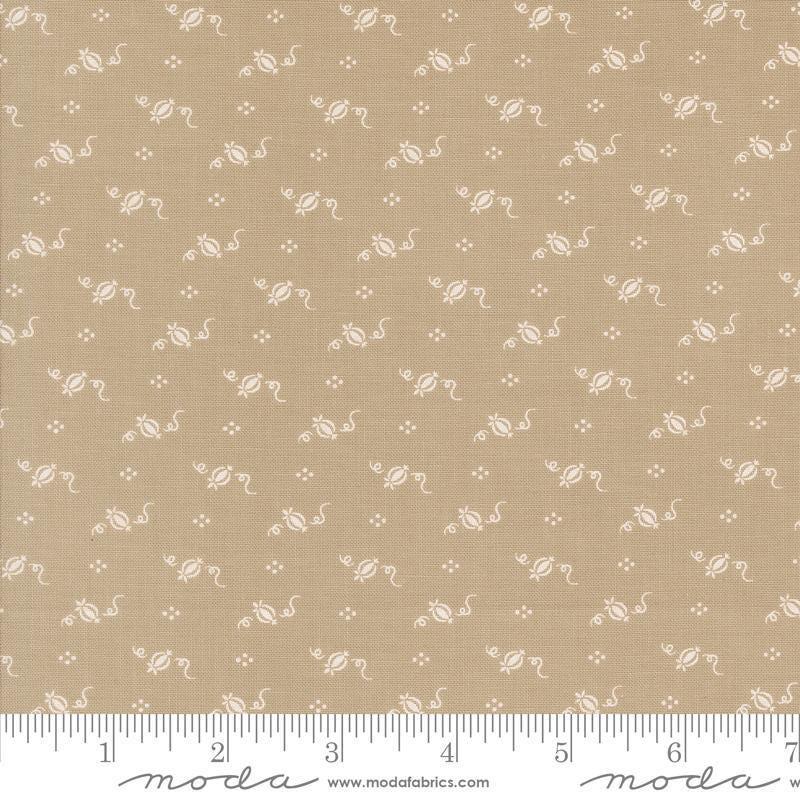 Image of the Agatha Road Pumpkins Thunder quilting cotton fabric by Moda Fabrics. Features geometric on a tan background. Cute Little Fabric Shop