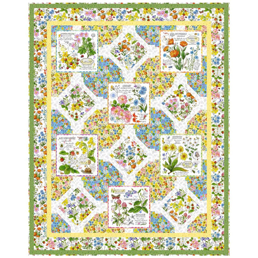 SALE Wildflower Garden Digital QUILT Top by Sue Harvey Quilt Design - Healing Garden - QT Fabrics - Digital Quilt Top - Quilting Cotton