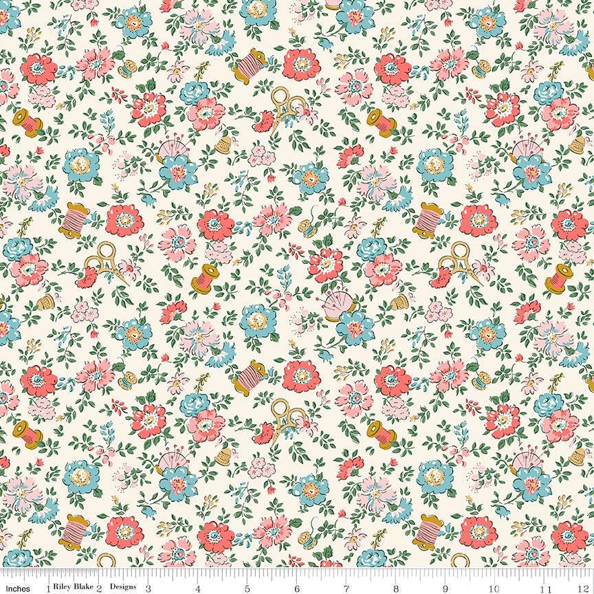 Tudor Celebration 01667443B Haberdashery Floral C - Riley Blake Designs - Floral Flowers - Liberty Fabrics - Quilting Cotton Fabric