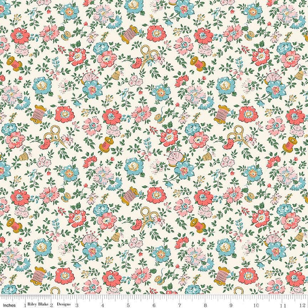 Tudor Celebration 01667443B Haberdashery Floral C - Riley Blake Designs - Floral Flowers - Liberty Fabrics - Quilting Cotton Fabric