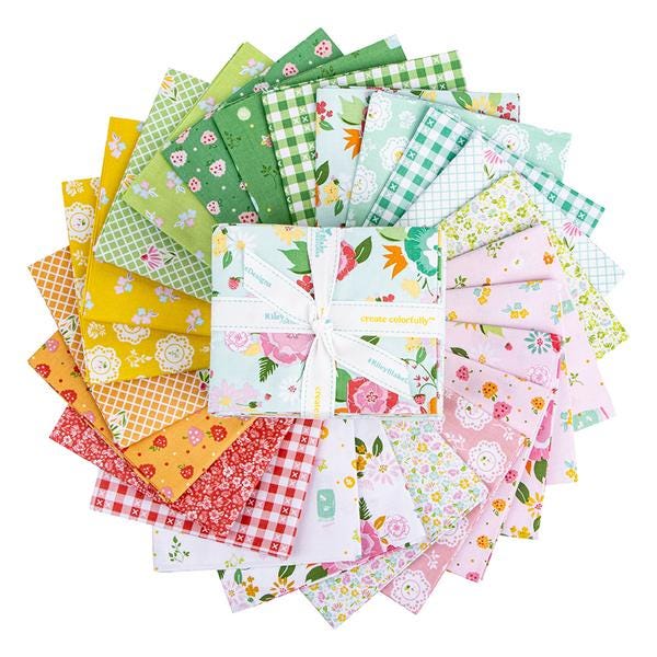 Summer Skies and Fireflies Fat Quarter Bundle 24 pieces - Riley Blake Designs - Pre cut Precut - Floral Flowers - Quilting Cotton Fabric