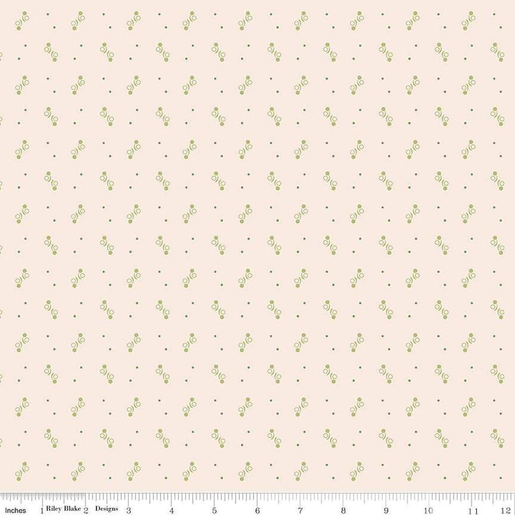 Image of the Gentler Times Ditty Latte quilting cotton fabric by Riley Blake Designs. Features dots on a cream background. Cute Little Fabric Shop