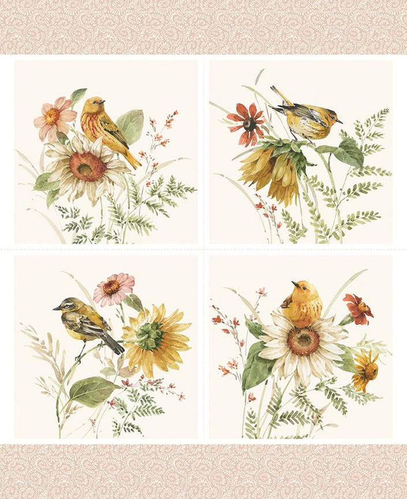 SALE Sunflower Whispers Panel PD16675 by Riley Blake - DIGITALLY PRINTED - Floral Flowers Blossoms - Quilting Cotton Fabric