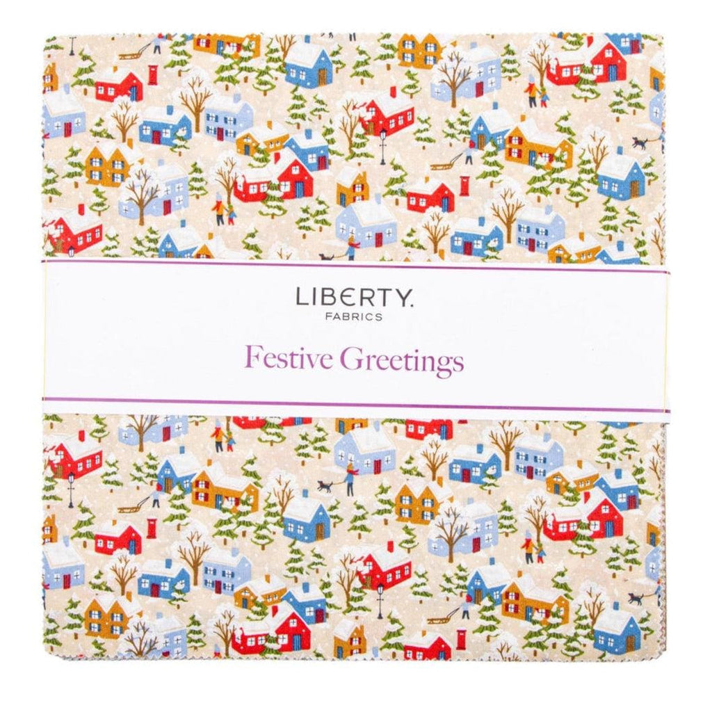 Festive Greetings Layer Cake 10" Stacker Bundle - Riley Blake 42 piece Precut Pre cut - Liberty Fabrics - Quilting Cotton Fabric