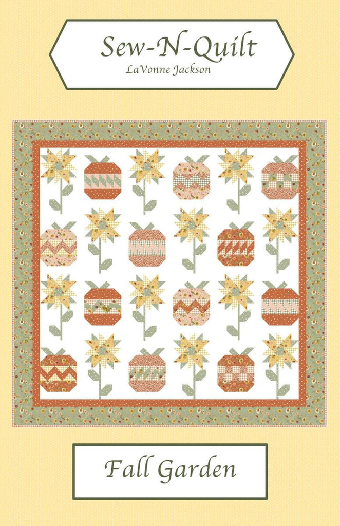 Fall Garden Quilt PATTERN P188 by Sew-N-Quilt - Riley Blake Designs - INSTRUCTIONS Only - Pieced Sunflowers Pumpkins