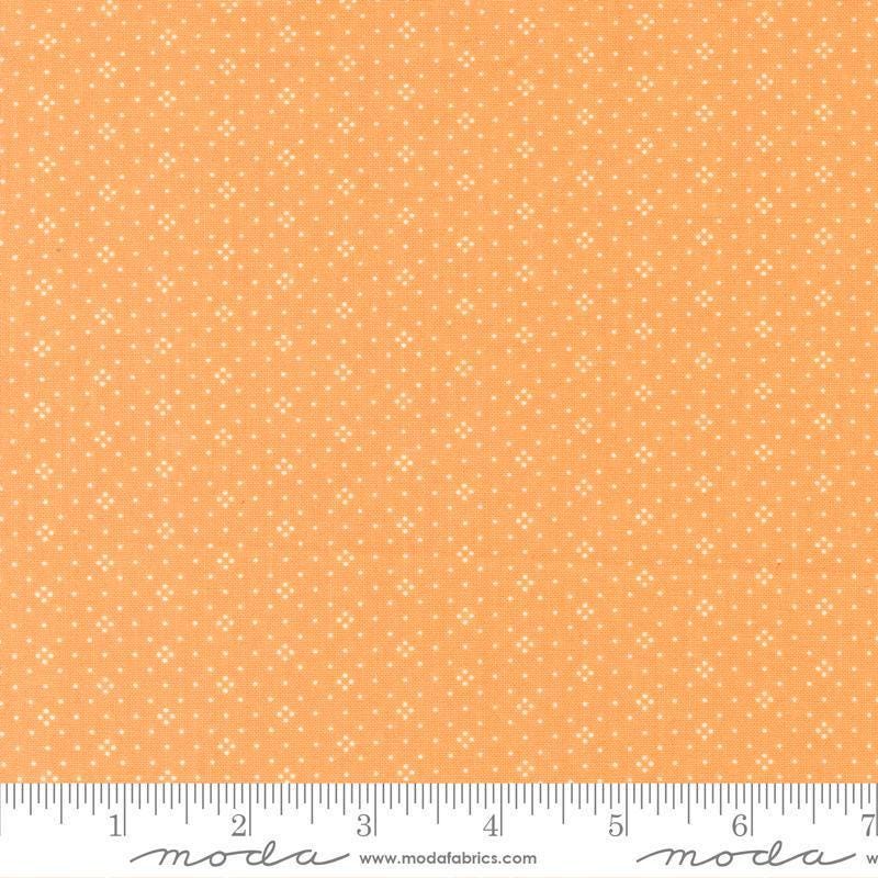 Image of the Agatha Road Diamonds Orange quilting cotton fabric by Moda Fabrics. Features diamonds on an orange background. Cute Little Fabric Shop