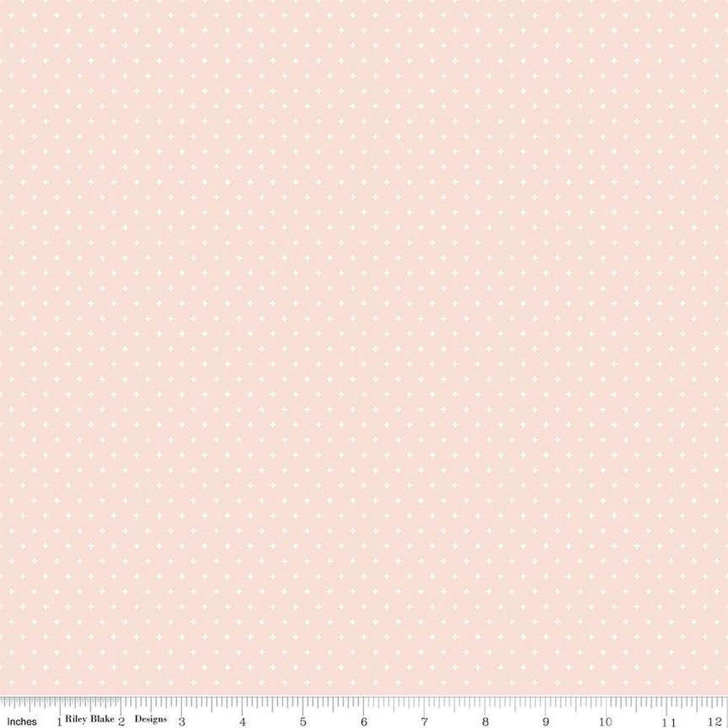 Image of Essence Foils Blush quilting cotton fabric by Fran Gulick for Riley Blake Designs. Features stars on a pink background. Cute Little Fabric Shop