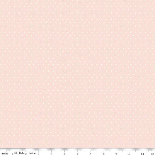 Image of Essence Foils Blush quilting cotton fabric by Fran Gulick for Riley Blake Designs. Features stars on a pink background. Cute Little Fabric Shop