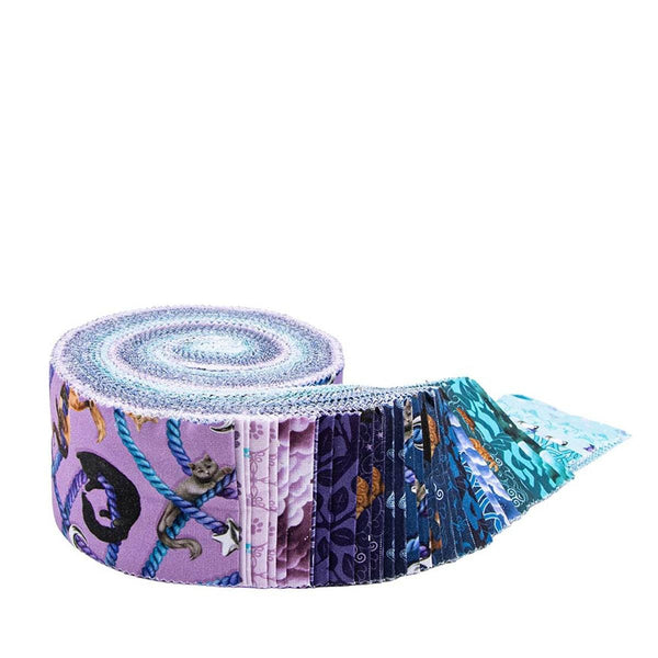 SALE Celtic Cats 2.5 Inch Rolie Polie Jelly Roll 40 pieces - Riley Blake - Precut - Feline Nature - Quilting Cotton Fabric