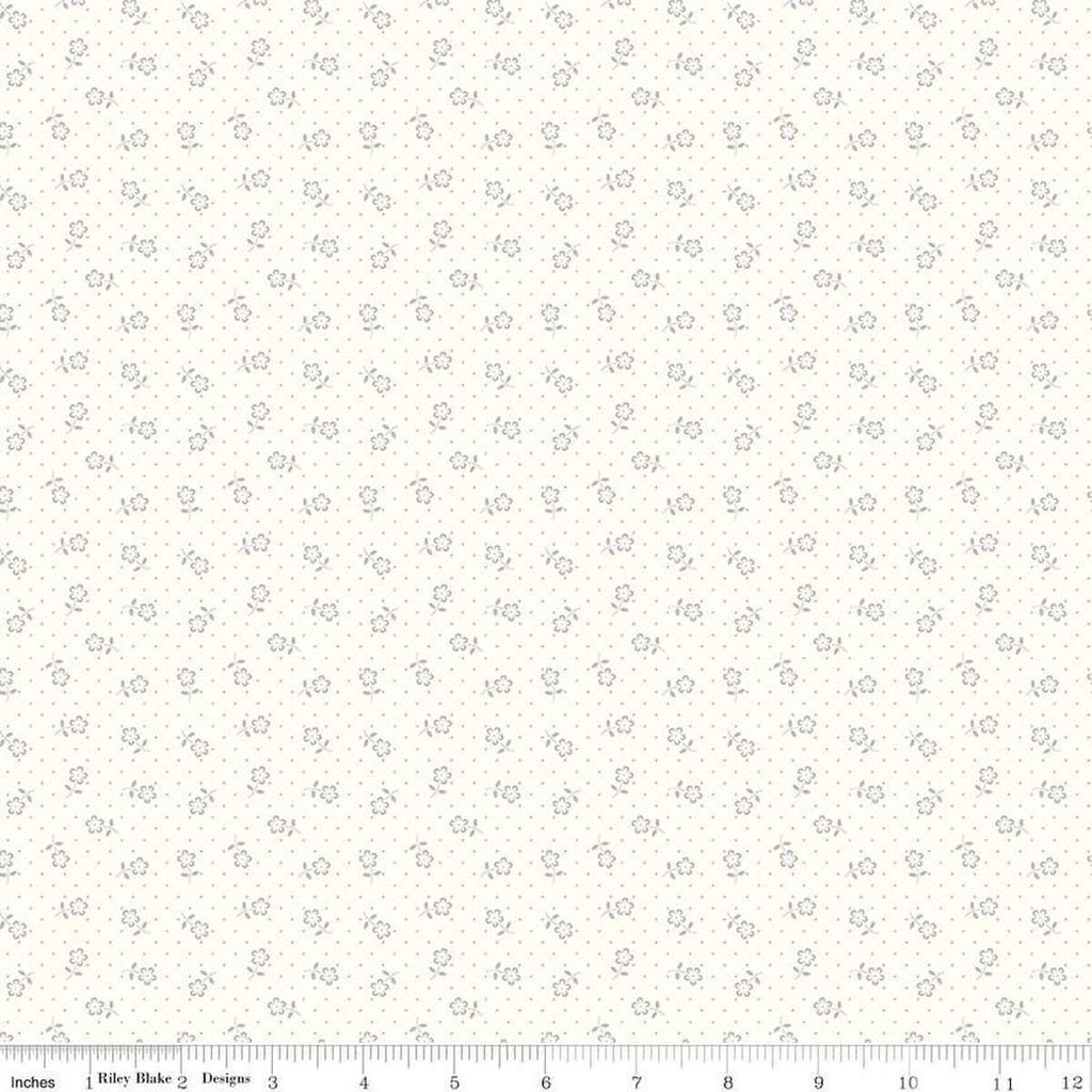 Image of Mary Catherine Flower Dots Cloud quilting cotton fabric by Amy Smart for Riley Blake Designs. Features flowers on an off-white background. Cute Little Fabric Shop