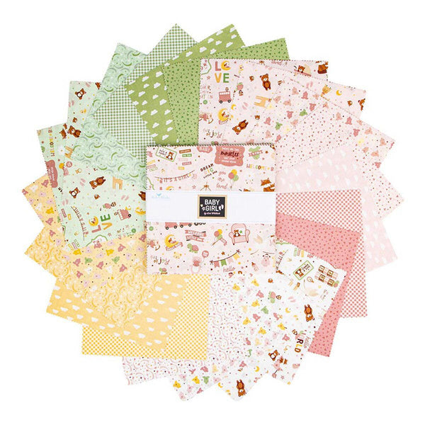 SALE Baby Girl 10" Stacker Bundle - Riley Blake Designs - 42 piece Precut - Animals Hearts - Quilting Cotton Fabric