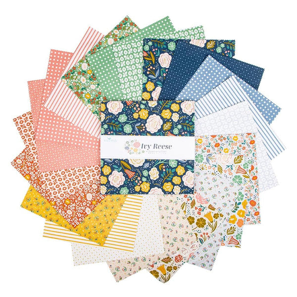 SALE Ivy Reese 10" Stacker Bundle - Riley Blake Designs - 42 piece Precut - Floral Flowers Blossoms - Quilting Cotton Fabric