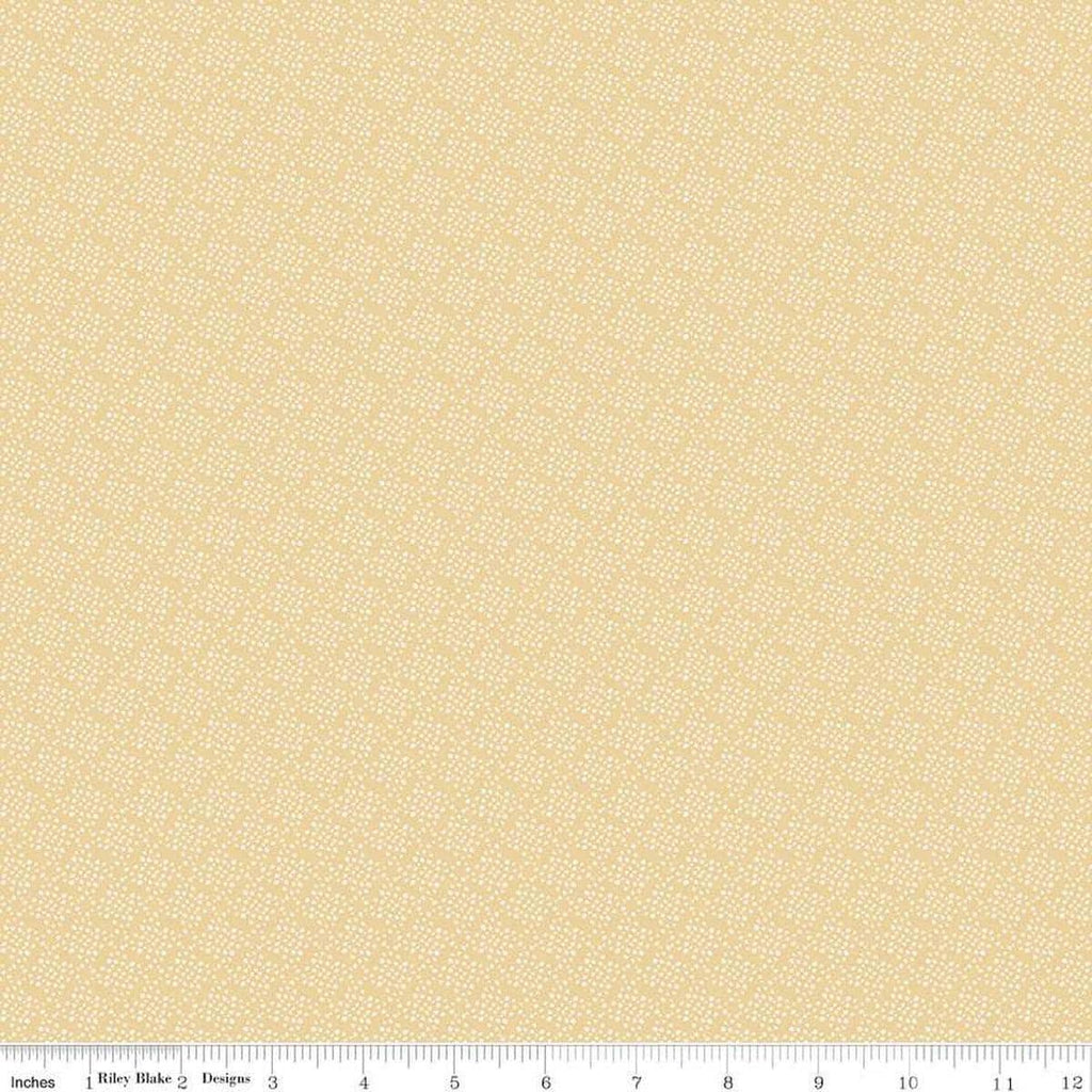 Image of Juju's Petals Dots Yellow quilting cotton fabric by Judi Madsen for Riley Blake Designs. Features dots on a yellow background. Cute Little Fabric Shop