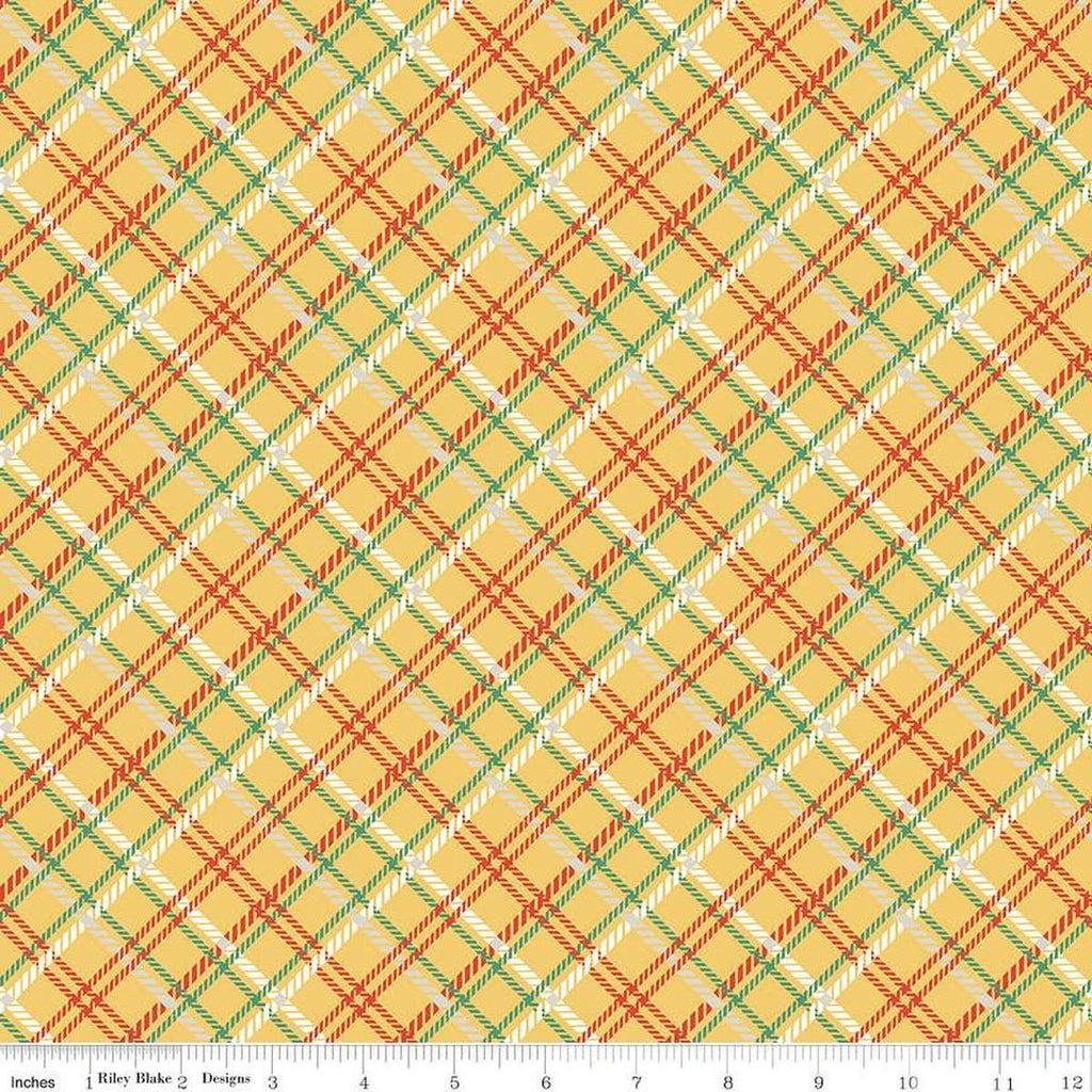Image of the Simple Pleasures Plaid Yellow quilting cotton fabric by American Jane Riley Blake Designs. Features plaid on a yellow background. Cute Little Fabric Shop