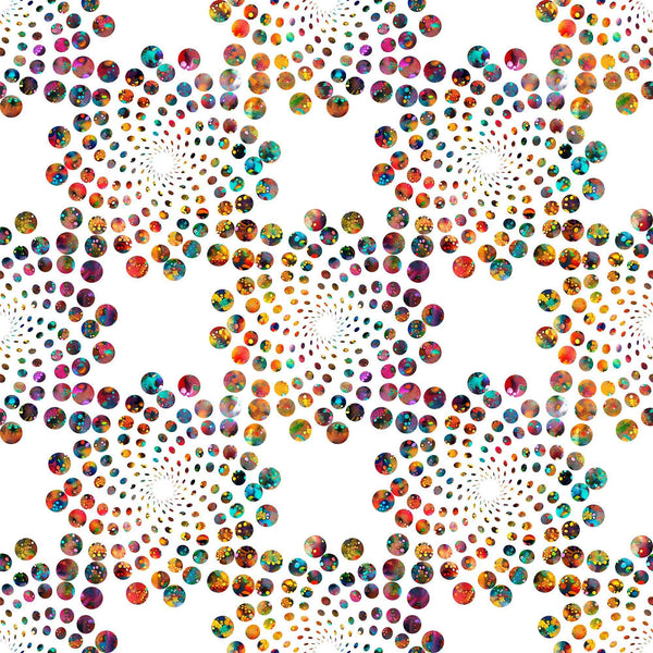 Image of Bedazzled Flares White quilting cotton fabric by Morris Creative Group for QT Fabrics. Features dots on a white background. Cute Little Fabric Shop