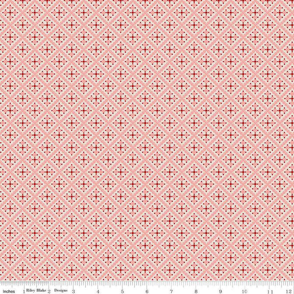 SALE Gentler Times Shenanigans C16487 Coral - Riley Blake Designs - Lori Holt - Tiled Geometric Abstract - Quilting Cotton Fabric