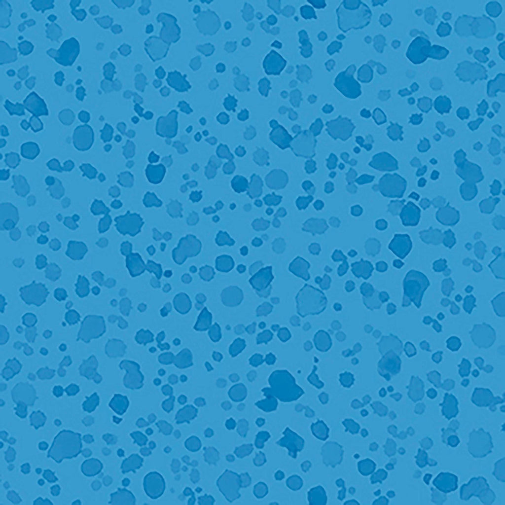 Image of Healing Garden Paint Splash Blender Blue quilting cotton fabric by Jane Maday for QT Fabrics. Features paint on a blue background. Cute Little Fabric Shop