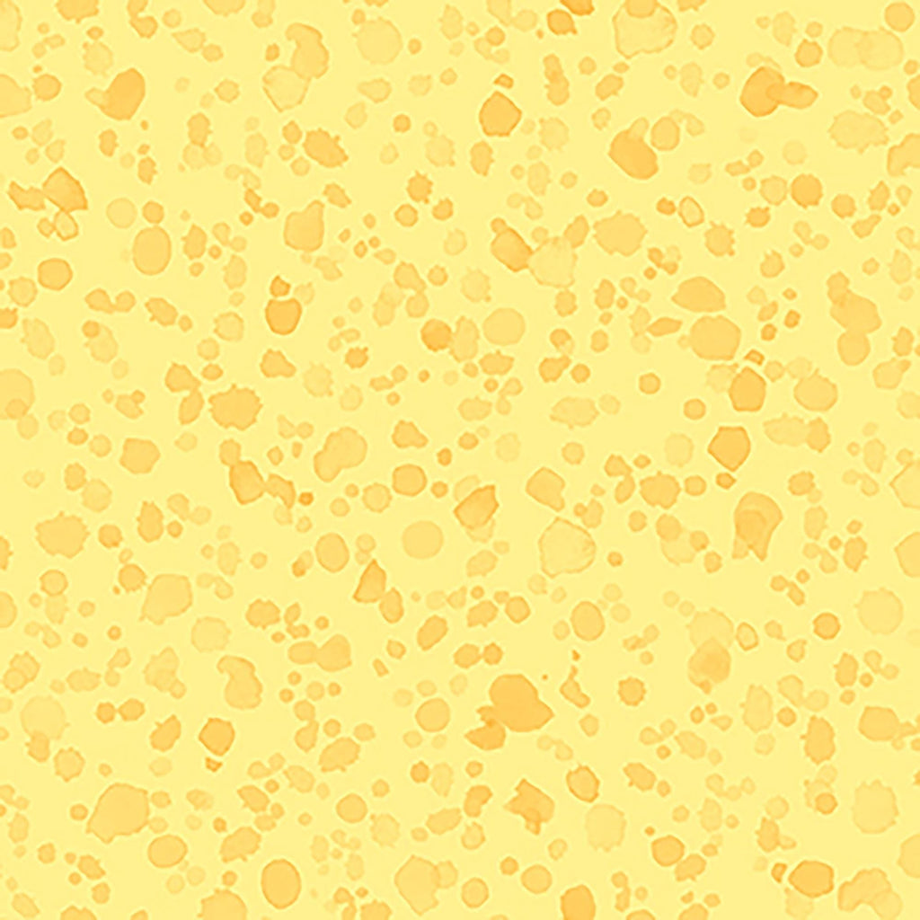 Image of Healing Garden Paint Splash Blender Yellow quilting cotton fabric by Jane Maday for QT Fabrics. Features paint on a yellow background. Cute Little Fabric Shop