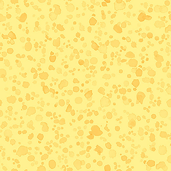 Image of Healing Garden Paint Splash Blender Yellow quilting cotton fabric by Jane Maday for QT Fabrics. Features paint on a yellow background. Cute Little Fabric Shop