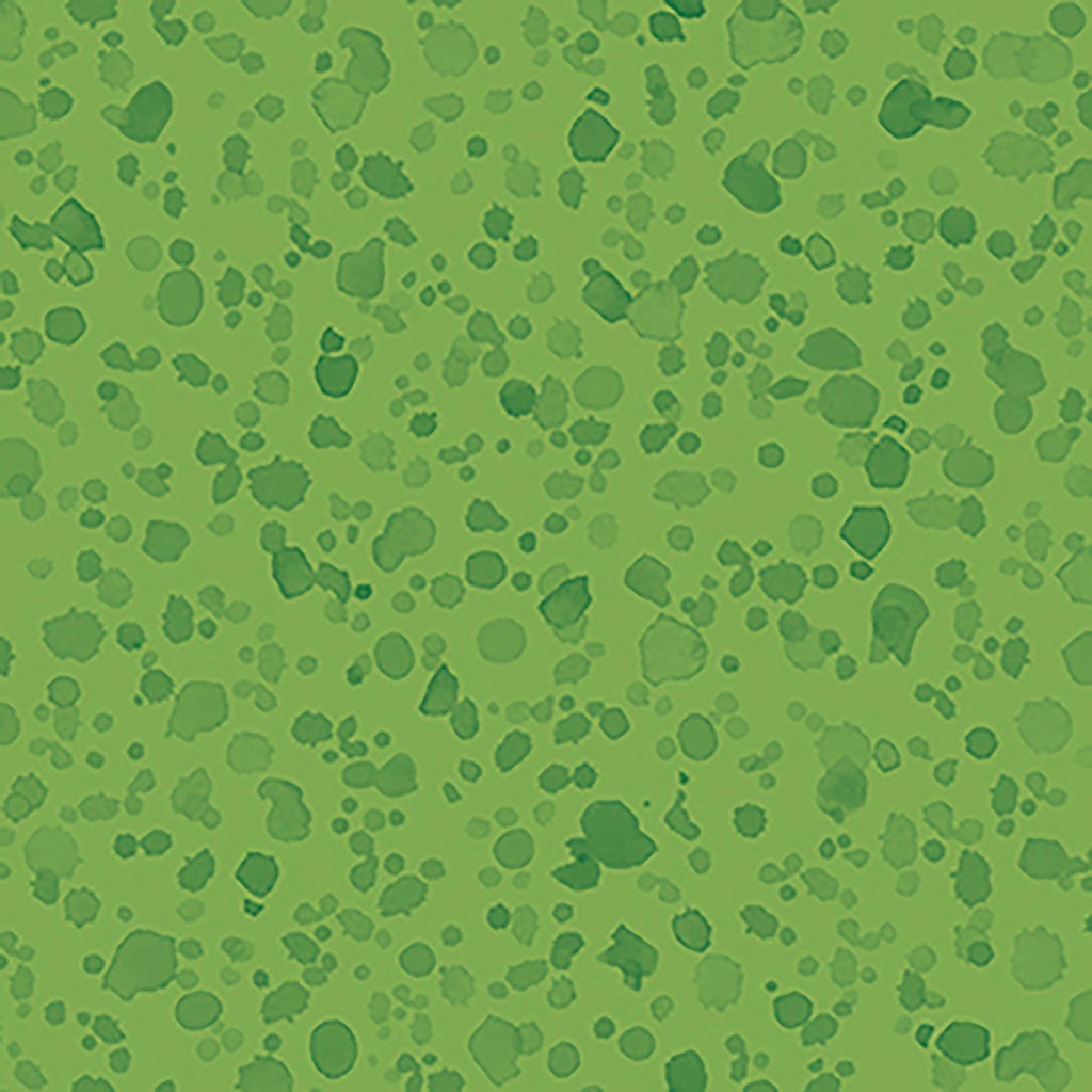 Image of Healing Garden Paint Splash Blender Green quilting cotton fabric by Jane Maday for QT Fabrics. Features paint on a green background. Cute Little Fabric Shop
