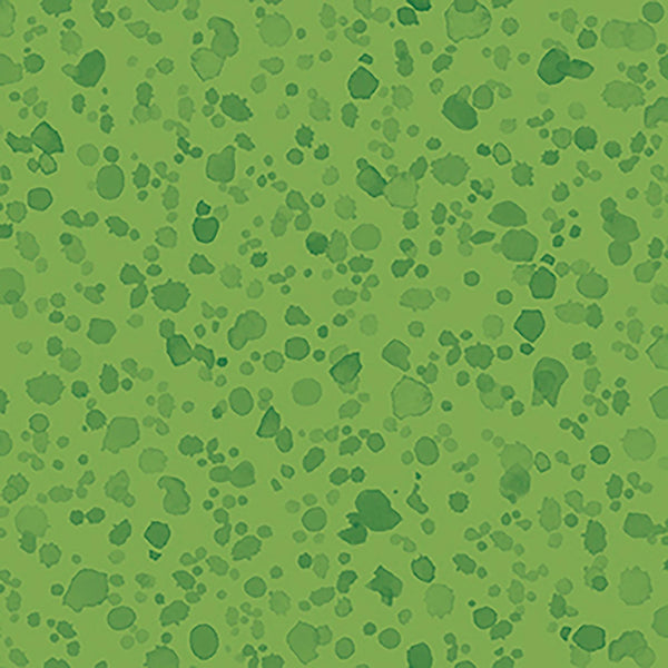 Image of Healing Garden Paint Splash Blender Green quilting cotton fabric by Jane Maday for QT Fabrics. Features paint on a green background. Cute Little Fabric Shop