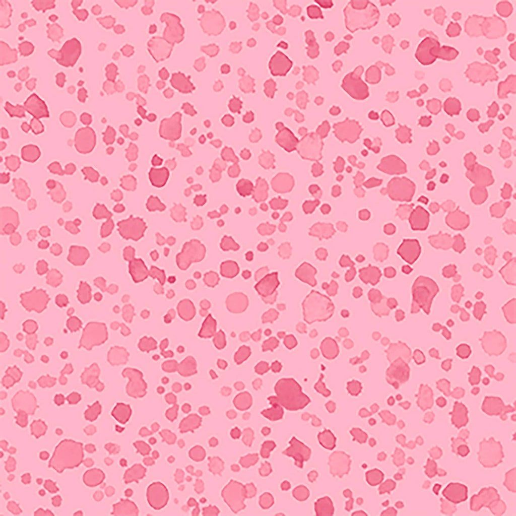 Image of Healing Garden Paint Splash Blender Pink quilting cotton fabric by Jane Maday for QT Fabrics. Features paint on a pink background. Cute Little Fabric Shop
