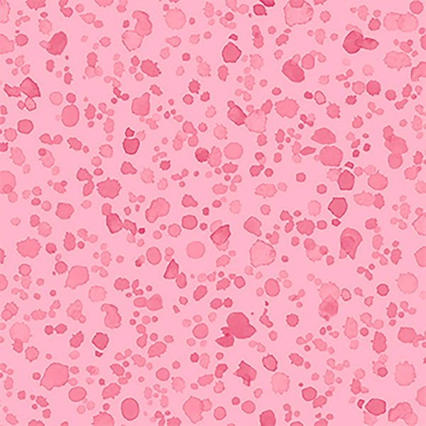 Image of Healing Garden Paint Splash Blender Pink quilting cotton fabric by Jane Maday for QT Fabrics. Features paint on a pink background. Cute Little Fabric Shop