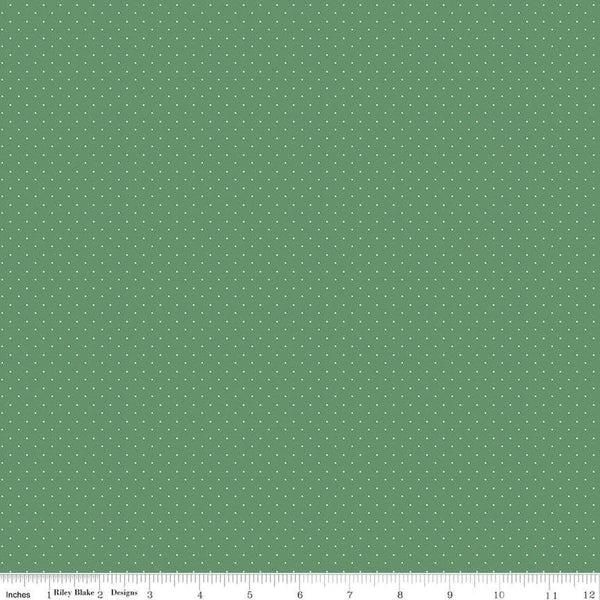 Image of the American Jane Pindots Grass quilting cotton fabric by American Jane for Riley Blake Designs. Features tiny dots on a green background. Cute Little Fabric Shop