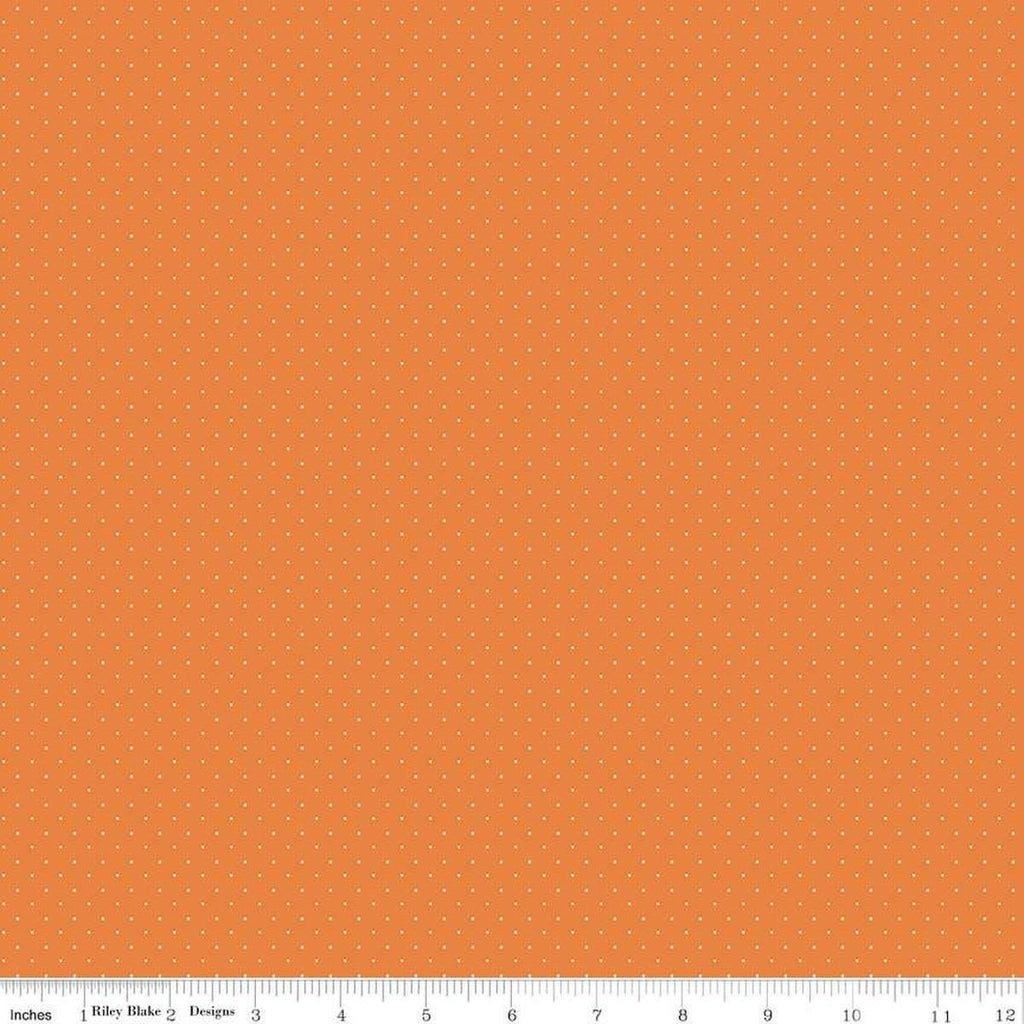 Image of the American Jane Pindots Orange quilting cotton fabric by American Jane for Riley Blake Designs. Features tiny dots on a orange background. Cute Little Fabric Shop