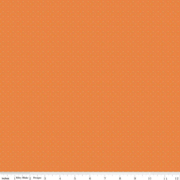 Image of the American Jane Pindots Orange quilting cotton fabric by American Jane for Riley Blake Designs. Features tiny dots on a orange background. Cute Little Fabric Shop