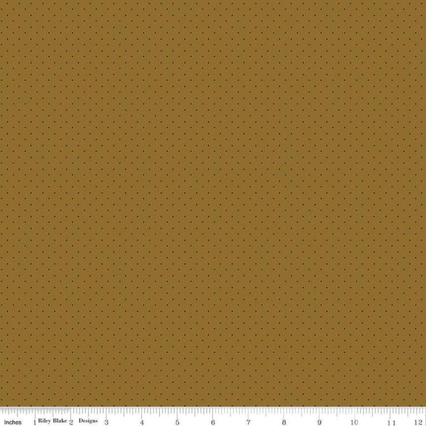Image of the American Jane Pindots Brown quilting cotton fabric by American Jane for Riley Blake Designs. Features tiny dots on a brown background. Cute Little Fabric Shop