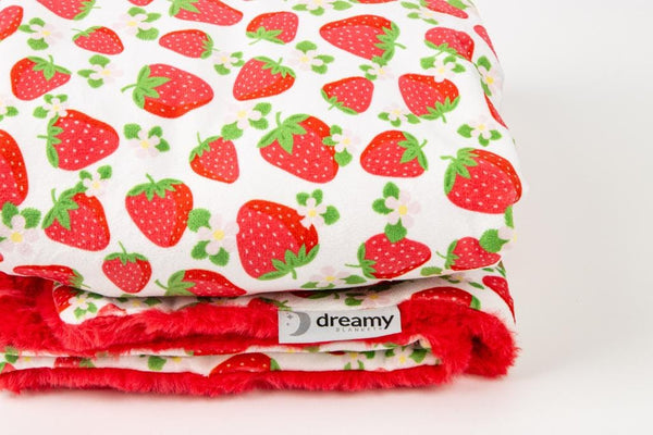 Strawberry Fields Baby Minky Blanket - MB6010 - Riley Blake Designs - Fruit Strawberries Floral - Prepackaged Dreamy Baby Minky Blanket
