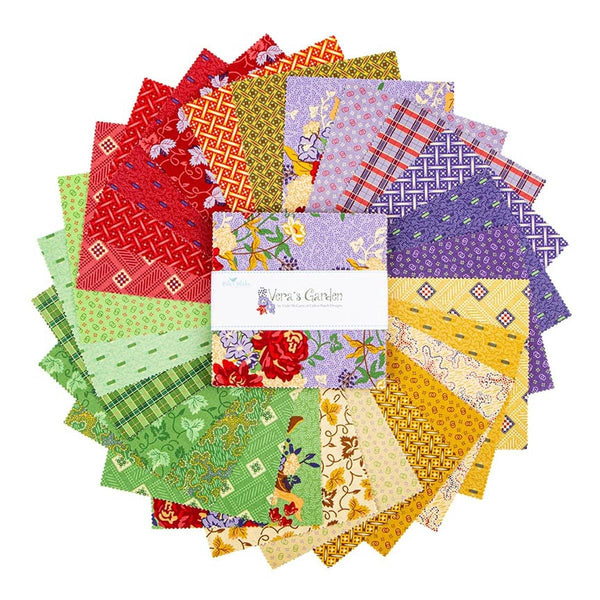 SALE Vera's Garden 5" Stacker Bundle - Riley Blake Designs - 42 piece Precut Pre cut - Geometric Nature - Quilting Cotton Fabric
