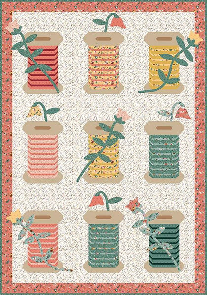 SALE Jennifer Long Garden Spools Quilt PATTERN P177 - Riley Blake Design - INSTRUCTIONS Only - Piecing and Appliqué