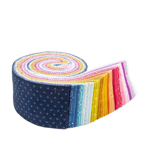 SALE Essence 2.5 Inch Rolie Polie Jelly Roll 40 pieces - Riley Blake - Precut - Minimalism Bright - Quilting Cotton Fabric