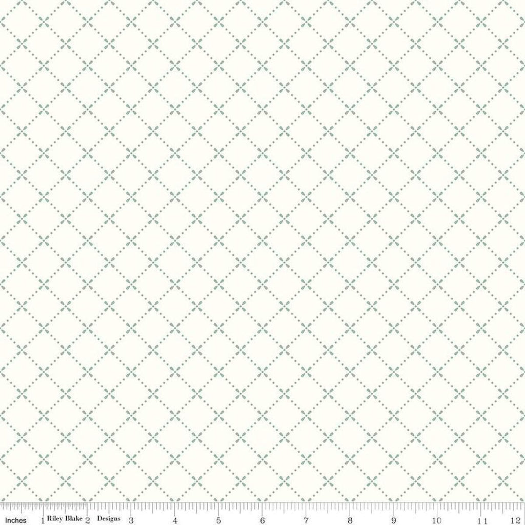 Image of Mary Catherine Grid Cloud quilting cotton fabric by Amy Smart for Riley Blake Designs. Features squares on an off-white background. Cute Little Fabric Shop