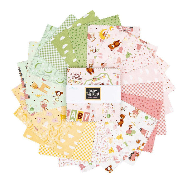 SALE Baby Girl 5" Stacker Bundle - Riley Blake Designs - 42 piece Precut Pre cut - Animals Hearts - Quilting Cotton Fabric