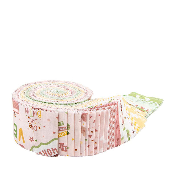 SALE Baby Girl 2.5 Inch Rolie Polie Jelly Roll 40 pieces - Riley Blake - Precut - Animals Hearts - Quilting Cotton Fabric