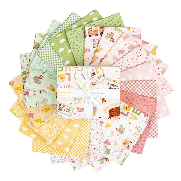 Baby Girl Fat Quarter Bundle 21 pieces - Riley Blake Designs - Pre cut Precut - Animals Hearts - Quilting Cotton Fabric