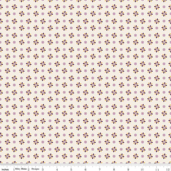 Image of Juju's Petals Calico Cream quilting cotton fabric by Judi Madsen for Riley Blake Designs. Features flowers on an off-white background. Cute Little Fabric Shop