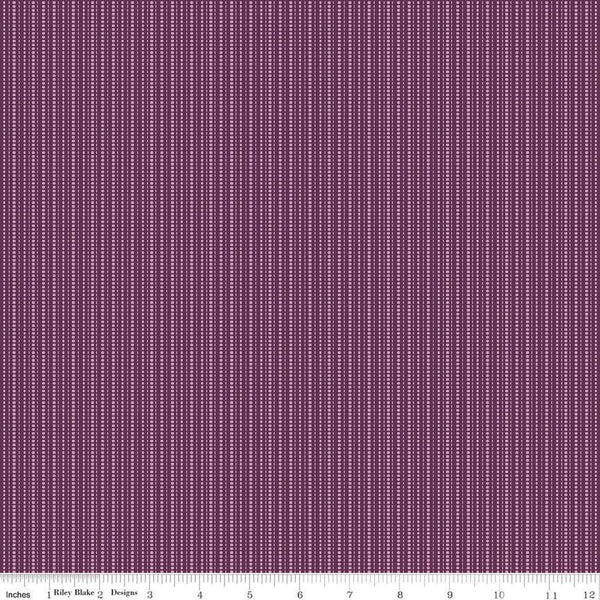 Image of Juju's Petals Stripes Purple quilting cotton fabric by Judi Madsen for Riley Blake Designs. Features stripes on a purple background. Cute Little Fabric Shop
