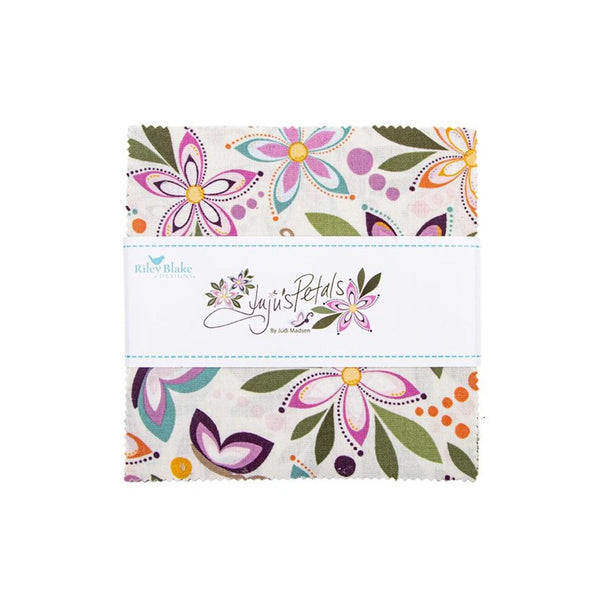 Juju's Petals 5" Stacker Bundle - Riley Blake Designs - 42 piece Precut Pre cut - Nature Plants - Quilting Cotton Fabric