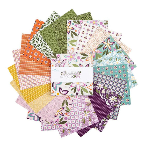 Juju's Petals 5" Stacker Bundle - Riley Blake Designs - 42 piece Precut Pre cut - Nature Plants - Quilting Cotton Fabric