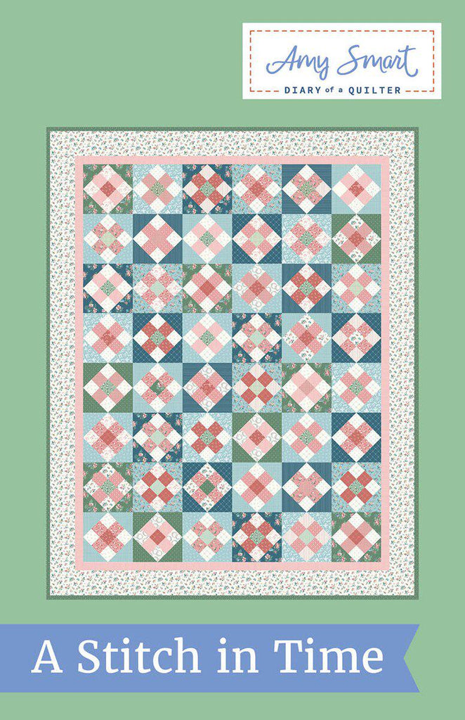 SALE A Stitch in Time Quilt PATTERN P123 by Amy Smart - Riley Blake Designs - INSTRUCTIONS Only - Nine Patch Inspired - Two Sizes