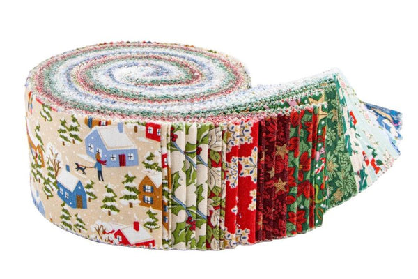 Festive Greetings 2.5-Inch Rolie Polie Jelly Roll RP-LFESGREET-40 40 pieces Riley Blake - Liberty Fabrics - Precut - Quilting Cotton Fabric