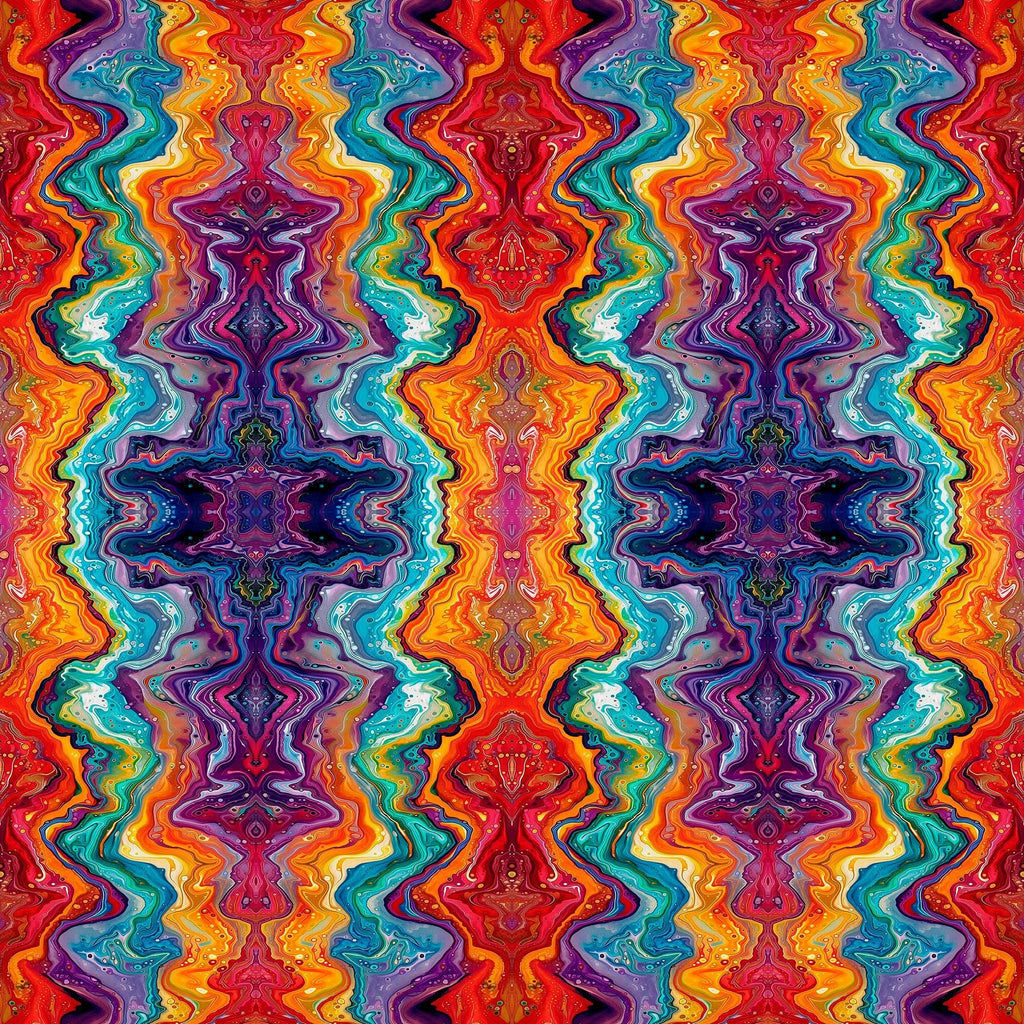 Image of Bedazzled Fractal Stripe Multi quilting cotton fabric by Morris Creative Group for QT Fabrics. Features marbling on a multi-colored background. Cute Little Fabric Shop